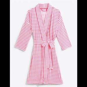 💕💕🤍Draper James HOT pink/white gingham Louise robe.1X.NWOT